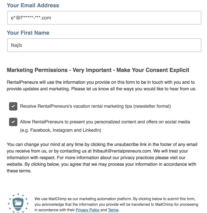 GDPR for Vacation Rental Business Entrepreneurs: Quick and Not-So Dirty 5 GDPR-mailchimp-vacation-rental-marketing
