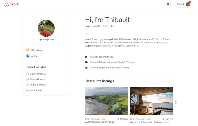 airbnb host profile