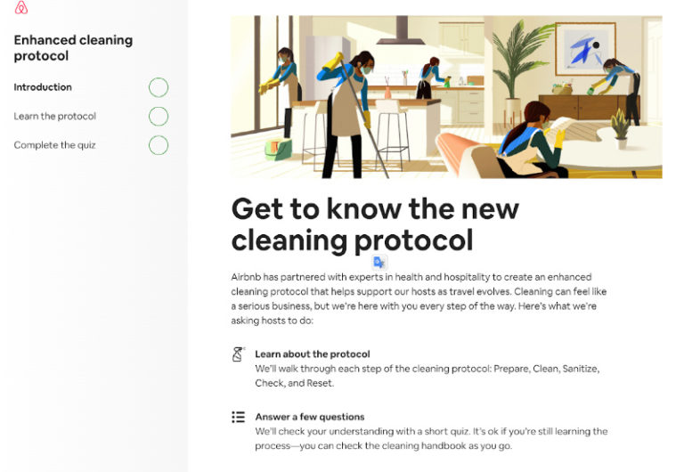 Engagement de nettoyage pour les hôtes Airbnb : protocole en 5 étapes, formation & quiz en ligne pour obtenir la mise en avant du nettoyage Airbnb
