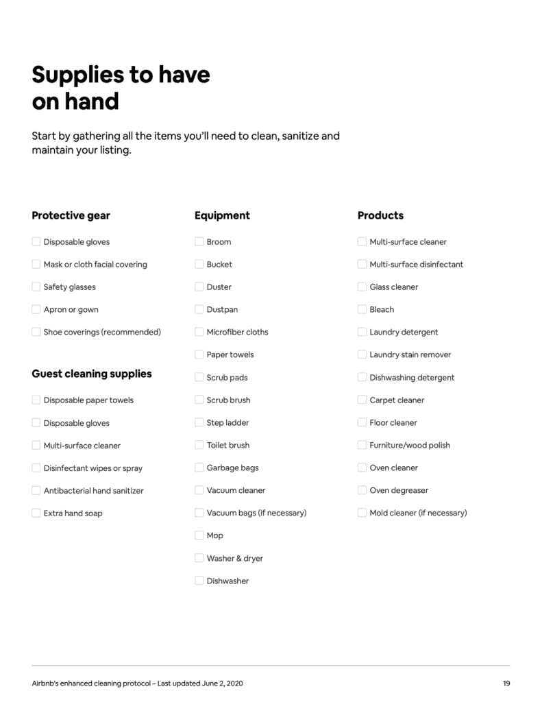 The Airbnb Cleaning Handbook: Airbnb's manual to its Enhanced Cleaning Protocol and Instructions ( + PDF) 16 The Airbnb Cleaning Handbook Protocol and Guidelines 19