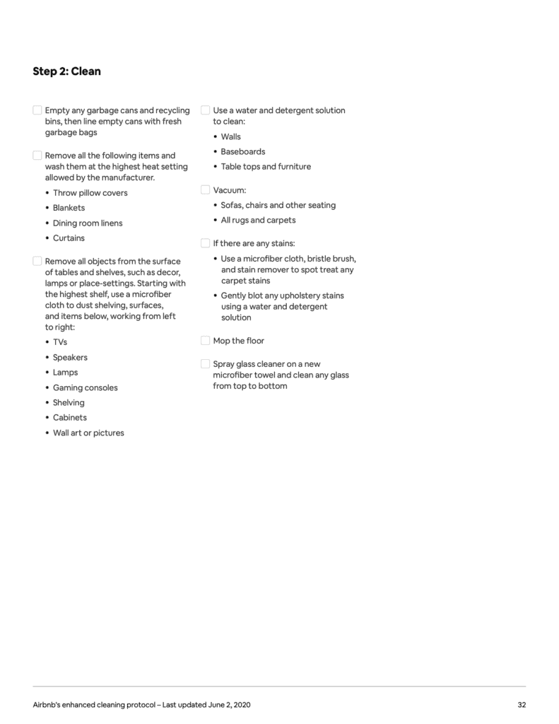 The Airbnb Cleaning Handbook: Airbnb's manual to its Enhanced Cleaning Protocol and Instructions ( + PDF) 29 The Airbnb Cleaning Handbook Protocol and Guidelines 32