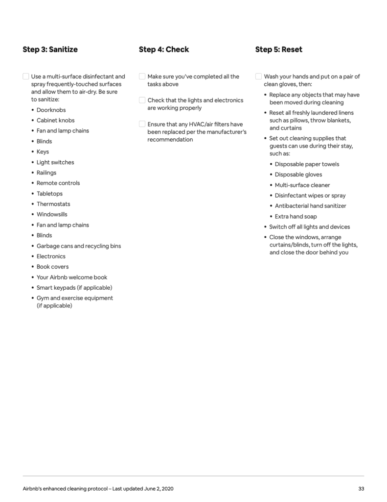 The Airbnb Cleaning Handbook: Airbnb's manual to its Enhanced Cleaning Protocol and Instructions ( + PDF) 30 The Airbnb Cleaning Handbook Protocol and Guidelines 33