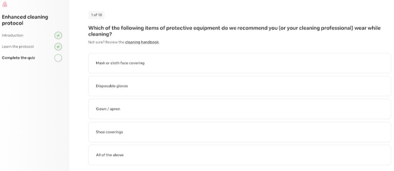airbnb host cleaning quiz