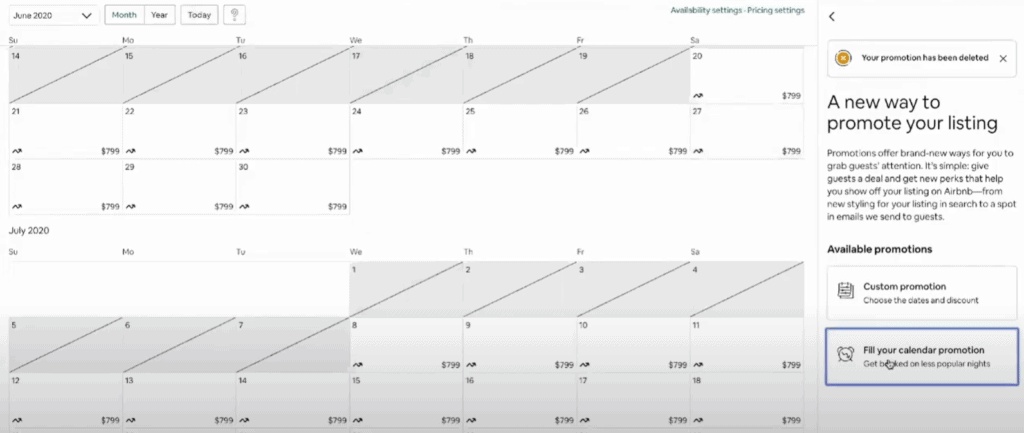airbnb calendar promotion tool