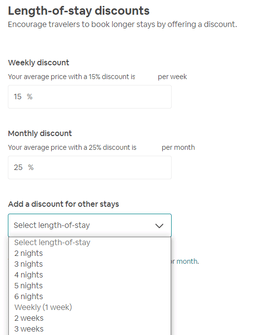 how to set a length of stay promotion on airbnb