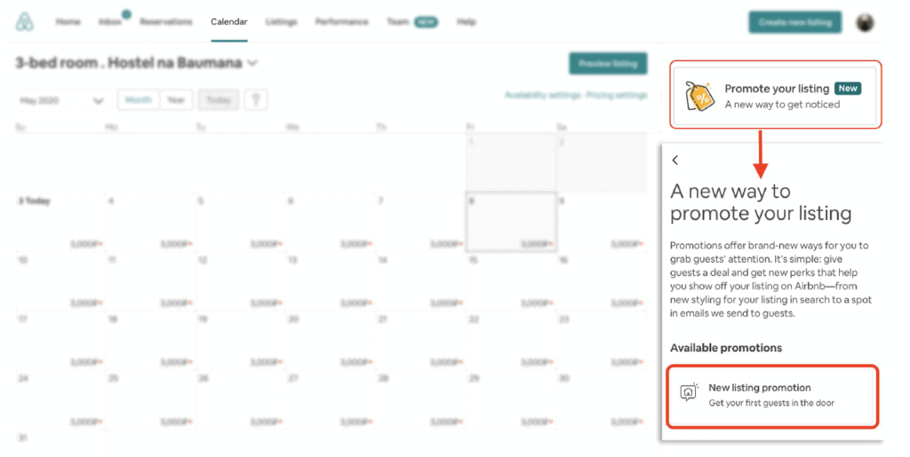 how to set up a new hosting promotion on airbnb