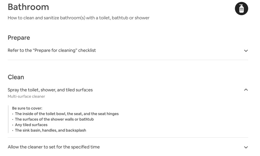 Airbnb bathroom cleaning checklist