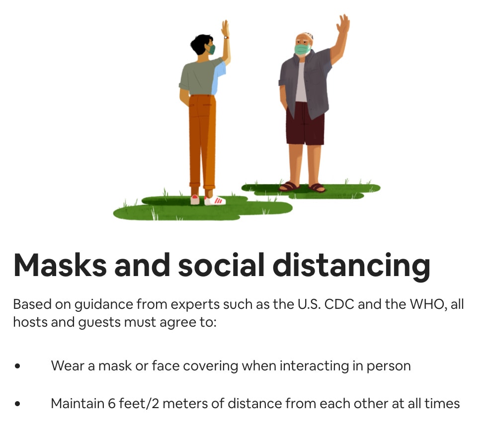 Airbnb COVID-19 safety practices: Mandatory mask-wearing, social distancing, and 5-step enhancing cleaning process 6 Airbnb mask wearing and social distancing