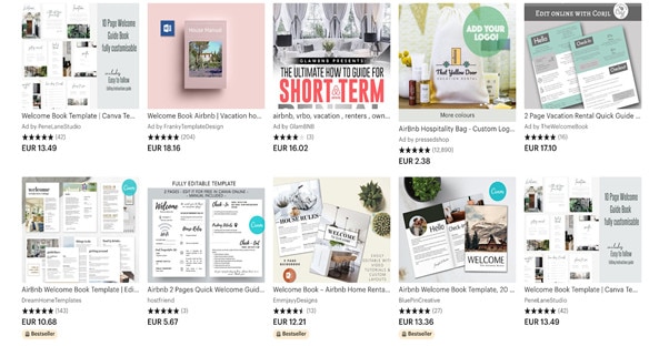 How to use Etsy to find great-looking Airbnb welcome books, house signs, and printables 1 Etsy-vacation-rental-hosts-package-Airbnb-items-decoration-welcome-package