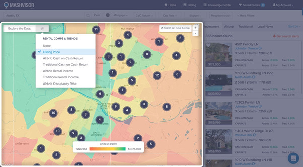 Mashvisor vs. Airdna: Tools for your Airbnb Investment Property 4 mashvisor map vacation rentals