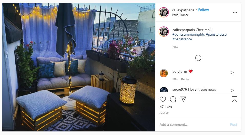 Instagram for vacation rentals: How to market your vacation rental property business 16 Caliexpatparis Instagram Post Screenshot