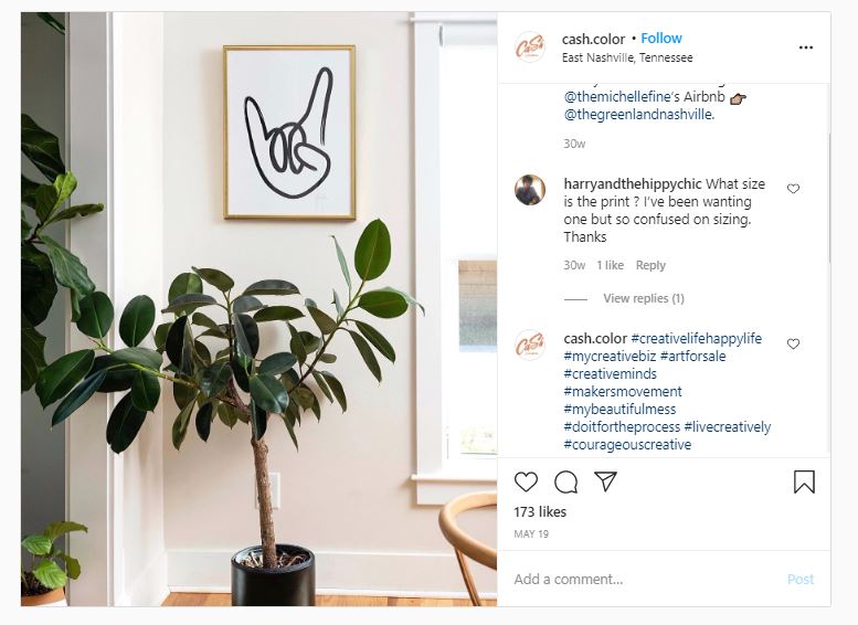 Cash.color Instagram post screenshot