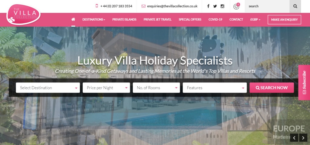 Rental Scale-Up's Ultimate List of Luxury Vacation Rental Websites - The Villa Collection