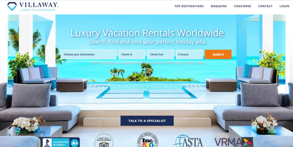 Rental Scale-Up's Ultimate List of Luxury Vacation Rental Websites - Villaway