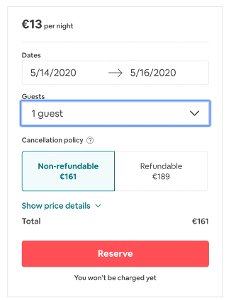 airbnb non-refundable vs refundable