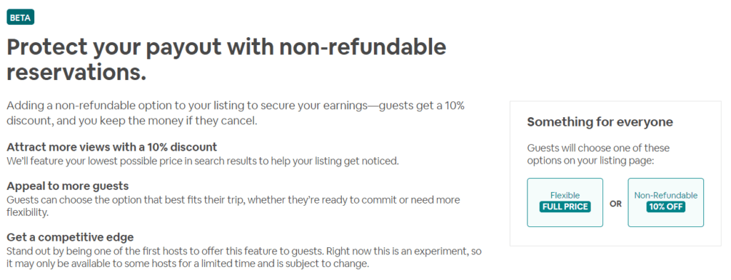 airbnb non-refundable options (cancellation policies)