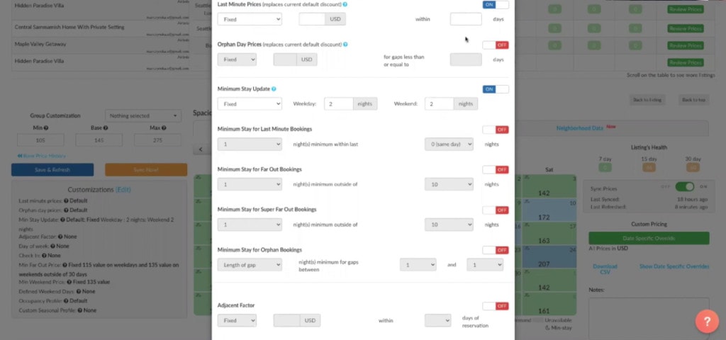 pricelabs dynamic pricing tool listing customisations