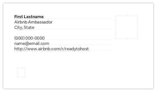 airbnb ambassadors business card