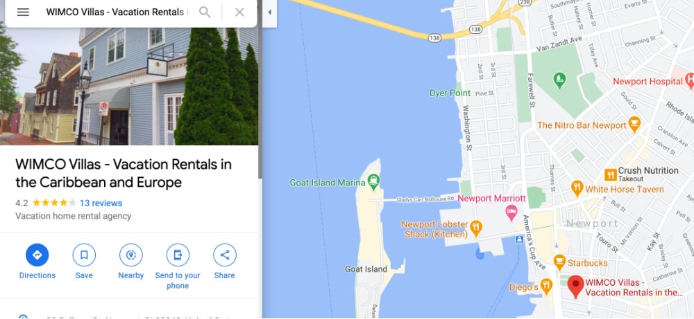 google my business on Google maps for vacation home rental agency