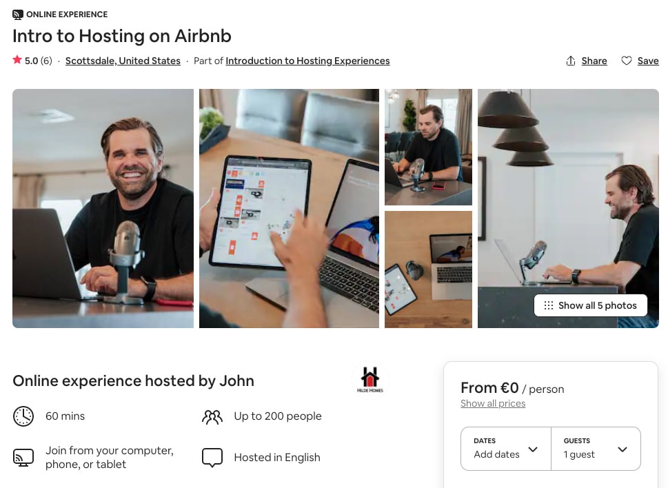Live webinars and 1-to-1 host coaching: Airbnb Ambassadors power the "Made possible by hosting" campaign 4 Online Experience: Intro to Hosting on Airbnb