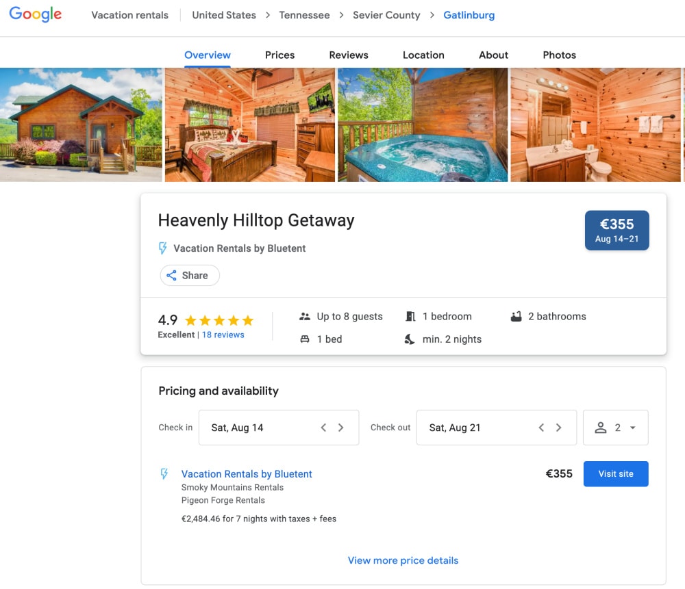 Direct bookings for vacation rentals with Google