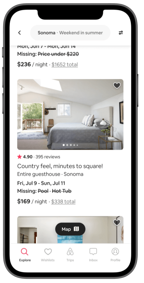 airbnb flexible matching search