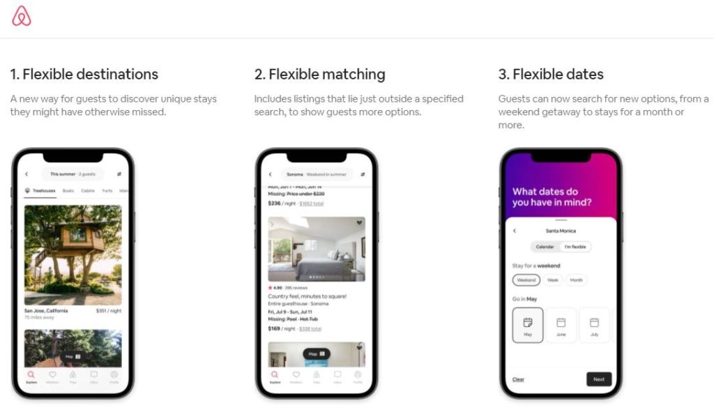 airbnb im flexible search options