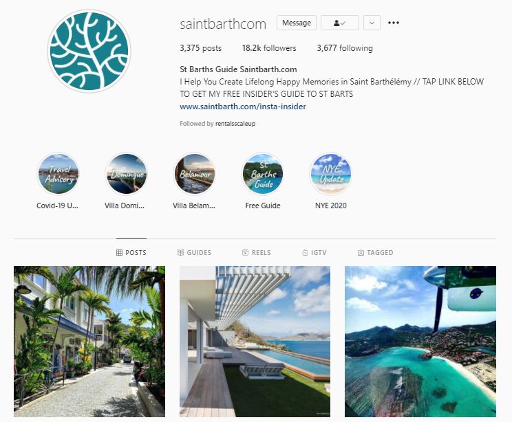 saintbarth.com luxury vacation rentals instagram page