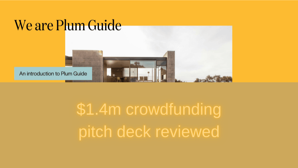 plum guide crowdfunding pitch deck reviewed