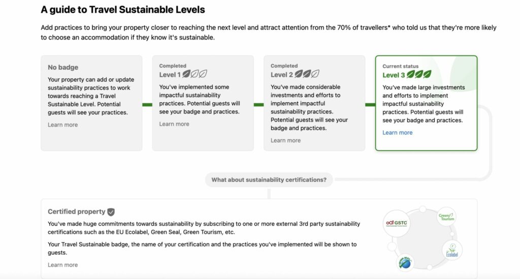 booking.com eco badge for sustainable properties