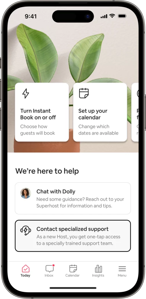Specialized support for new Airbnb hosts
