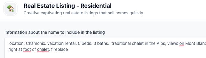 AI text generator for Airbnb description