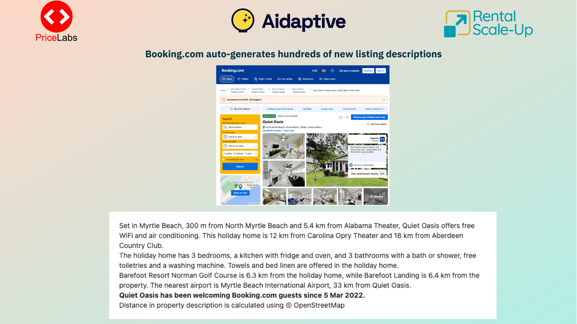 How A.I. is revolutionizing short-term rental management for increased efficiency and bookings 2 Booking.com auto-generates hundreds of new listing descriptions using language processing