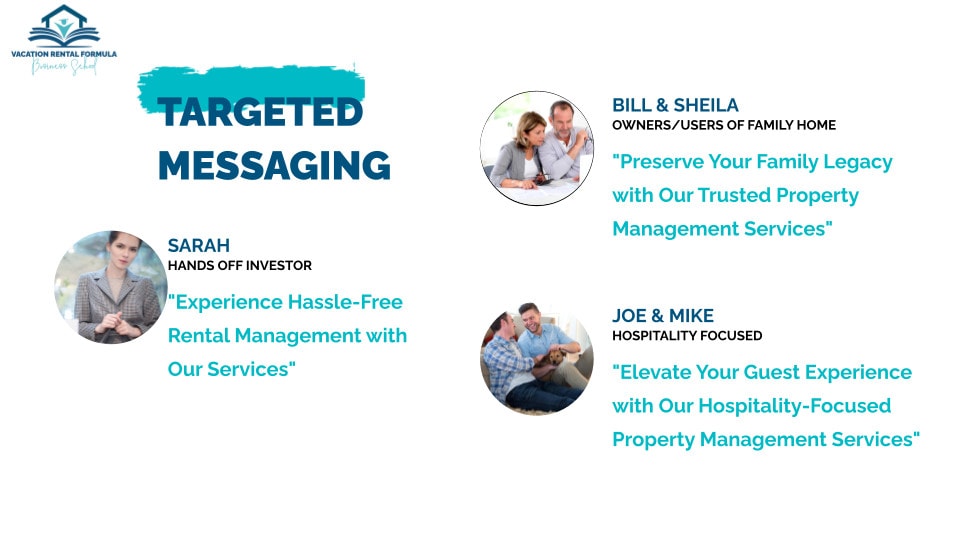 Expand Your Short-Term Rental Business: Proven Techniques to Attract and Retain Property Owners 3 targeted messaging for owner personas to find new owners in short-term rental management