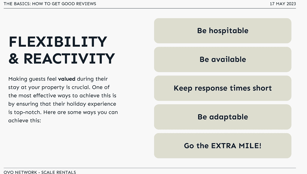 OVO Network's Secrets to Exceptional Short-Term Rental Guest Reviews 6 ovo network at scale rentals - how to get good reviews - flexibility