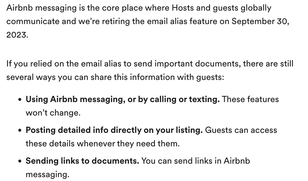 Airbnb retires email alias