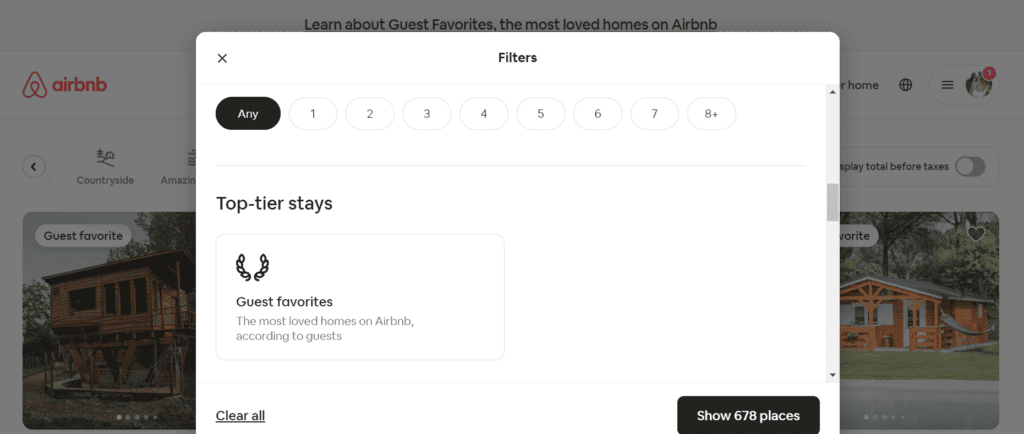 Airbnb Winter 2023 Release (Guest Side): Will Guest Favorites Eclipse Superhosts, Reviews Revamped 1 Airbnb Guest Favorites filter