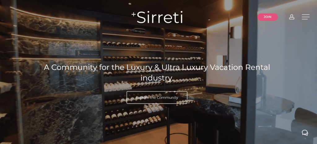 Sirreti Community for Luxury Vacation Rental Professionals