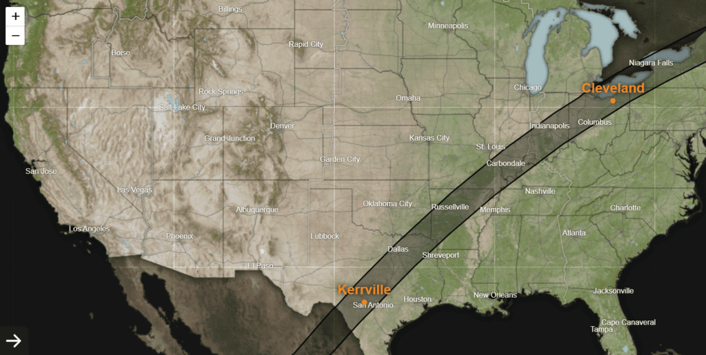 2024 Total Eclipse path of totality nasa