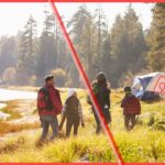 Family hiking near a tent in nature, symbolizing Airbnb’s 2025 strategy to evolve into a comprehensive lifestyle platform focused on travel, experiences, and community.