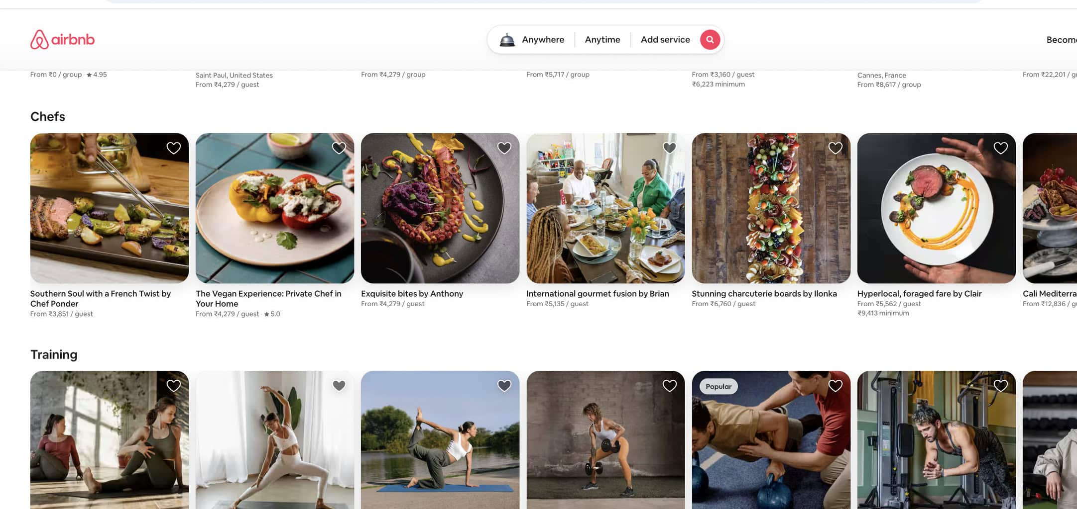 Airbnb Services- Guest pov Airbnb’s new “Services” lets travelers browse and book services like training and chefs. It’s organized by category, with detailed listings and pricing.
