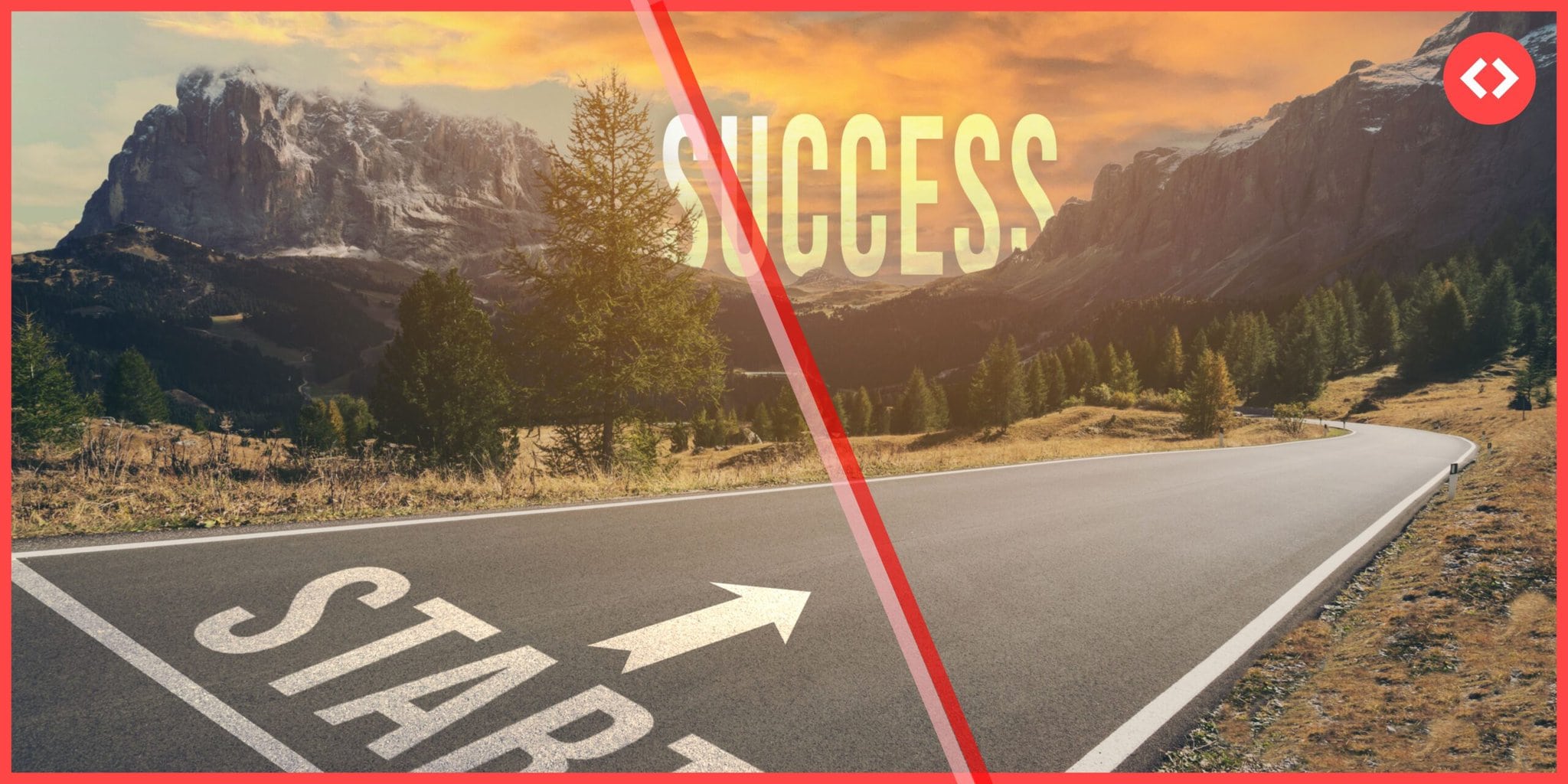 Scenic road with “START” and “SUCCESS” markings, representing the journey of how to start a rental business