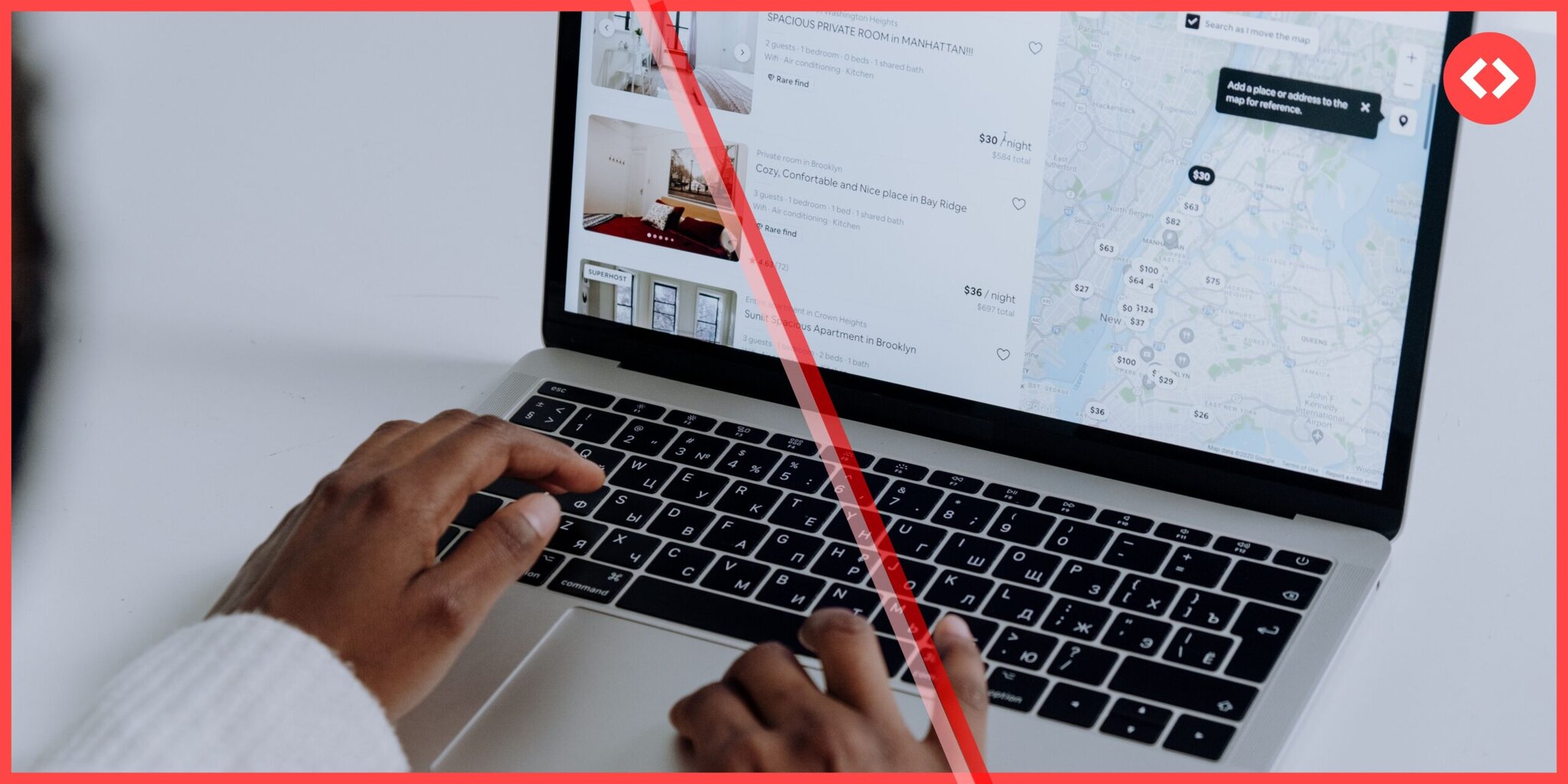 Person browsing Airbnb listings on a laptop – how to start an Airbnb step-by-step