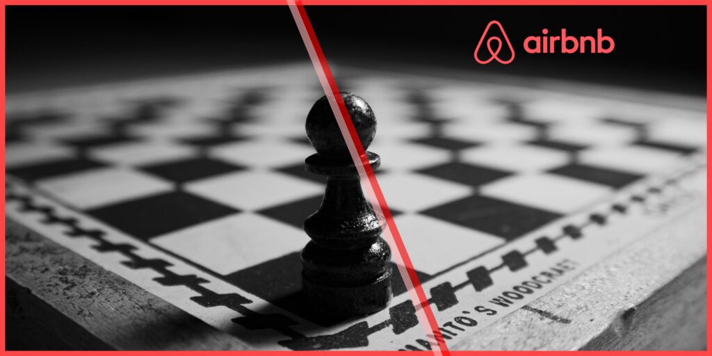 Airbnb Strategy 2025 illustrated with a chess piece symbolizing strategic moves.