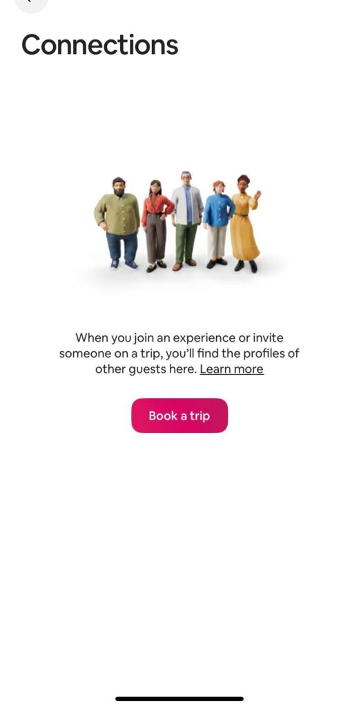 Airbnb Connections: New Feature Turns Trips Into Social Networks 2 Screenshot of Airbnb Connections tab inside the Airbnb app profile view