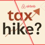 Airbnb fee changes 2025 graphic showing “tax hike?” headline with upward arrow — representing Airbnb’s new 15.5% host-only commission and its tax impact for vacation rental managers