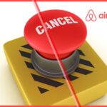 Red cancel button representing Airbnb’s updated free cancellation policy and 24-hour grace period for guests.