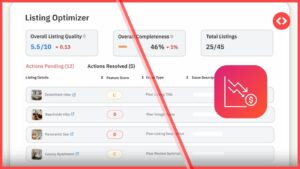 Dashboard view of PriceLabs Listing Optimizer showing Airbnb listing optimization scores for property managers to fix hidden booking issues.