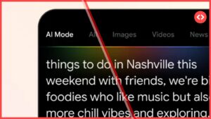 A close-up of a smartphone displaying a long, detailed travel prompt in Google AI Mode, demonstrating how users interact with AI vacation rental search to find highly specific, intent-driven experiences.