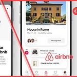 Airbnb app screenshots showing the Welcome Pickups private car service integration — booking prompt on the left, and the feature appearing inside the Trips itinerary view on the right, scheduled ahead of check-in